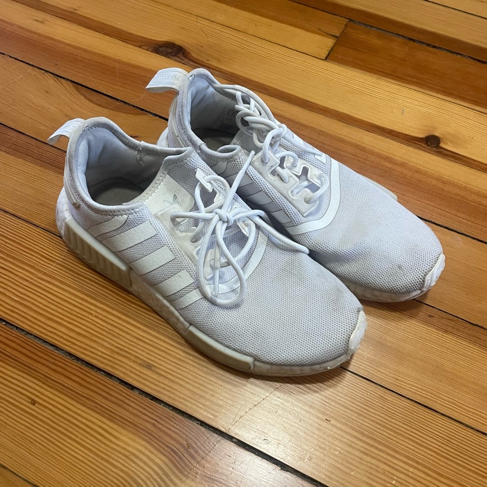 White Adidas NMD R1 Athletic Sneakers